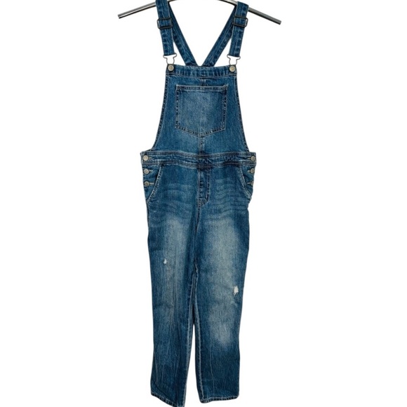Cat & Jack Other - Cat & Jack Unisex Kids Distressed Blue Denim Bib Straight Overalls Size XL (14)